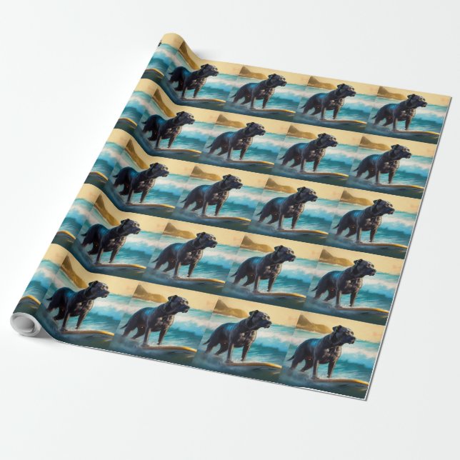Cane Corso Strand Surfing Målning Presentpapper (Utrullad)