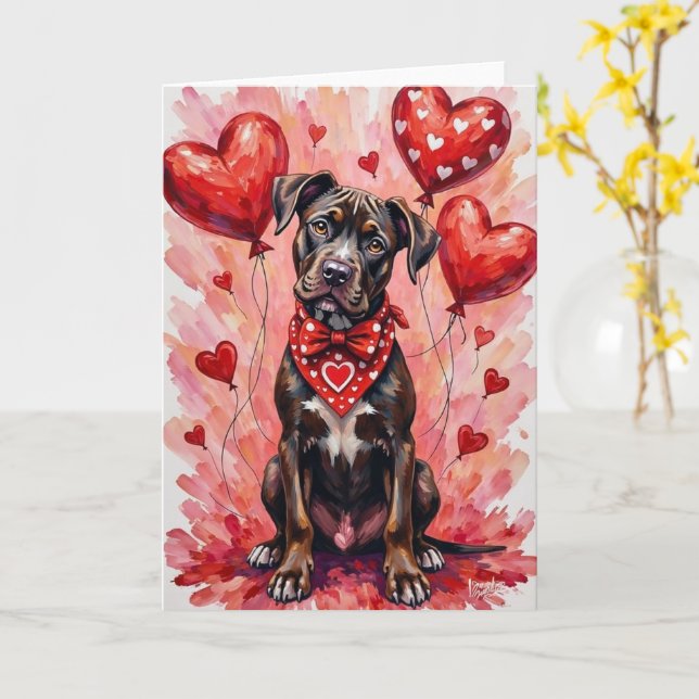 Cane Corso Valentine’s Day Dog with Hearts Red Kort (Gul blomma)