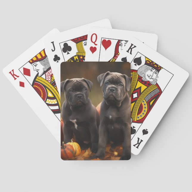 Cane Corso Valp Höstglädje Pumpa Casinokort (Baksidan)