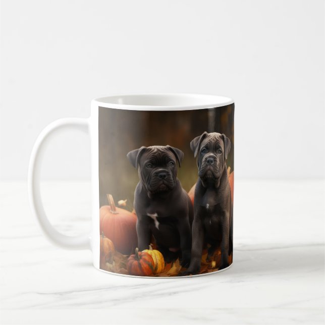 Cane Corso Valp Höstglädje Pumpa Kaffemugg (Vänster)