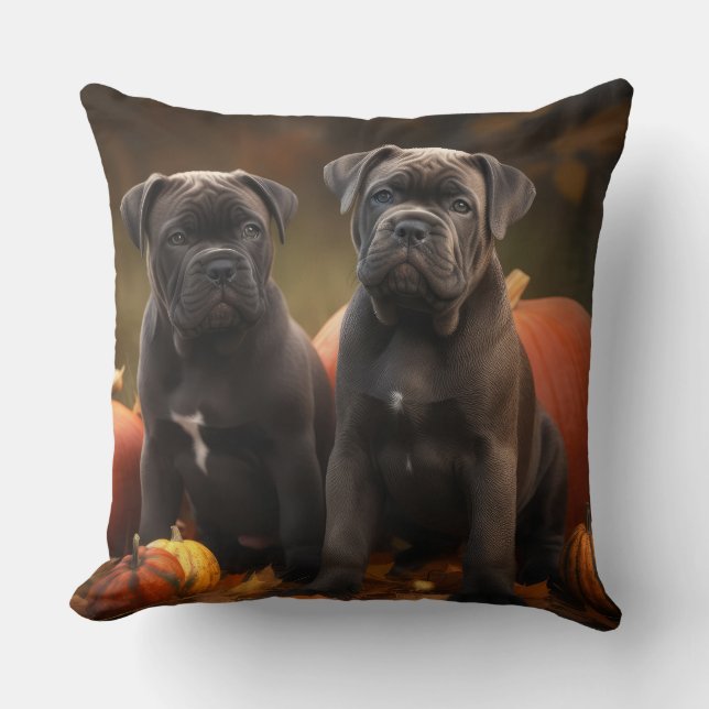 Cane Corso Valp Höstglädje Pumpa Kudde (Framsida)