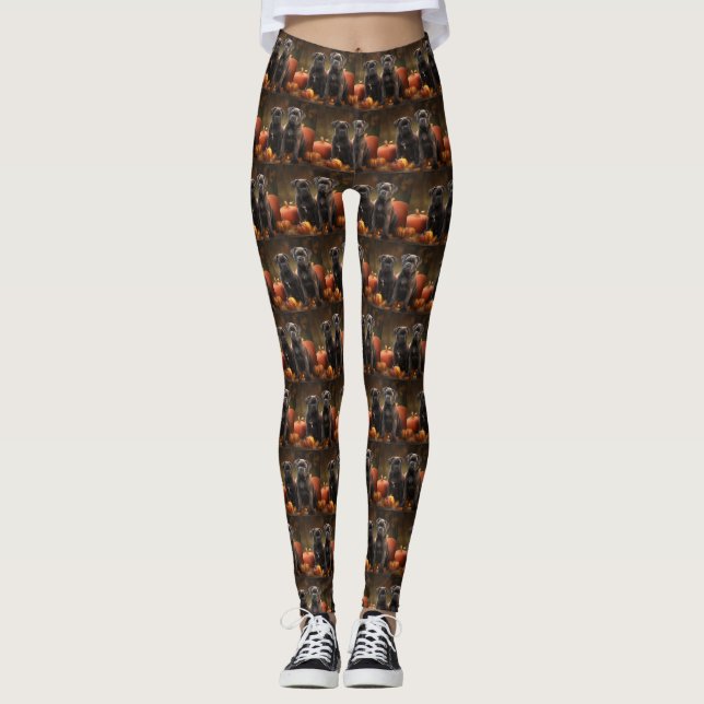 Cane Corso Valp Höstglädje Pumpa Leggings (Framsida)