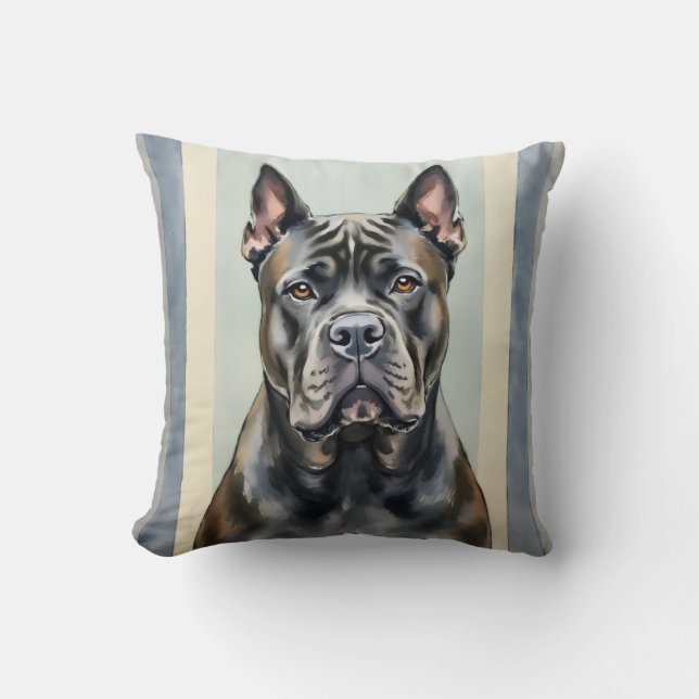 Cane Corso Vattenfärg Gradient Bar Konst Kudde (Framsida)