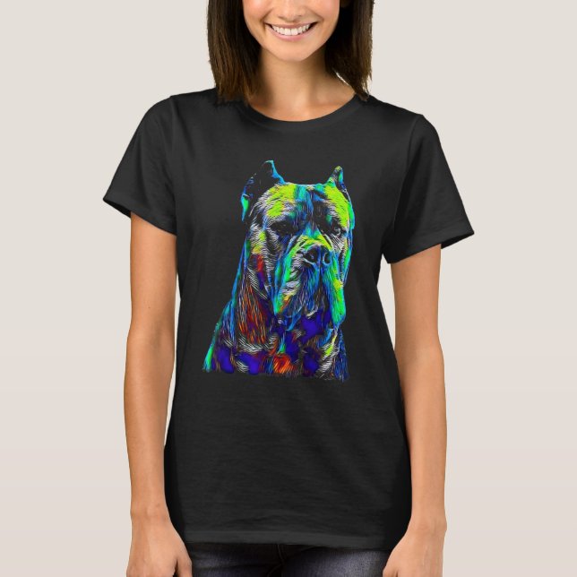 Cane Corso Vattenfärg Hundhuvud T Shirt (Framsida)
