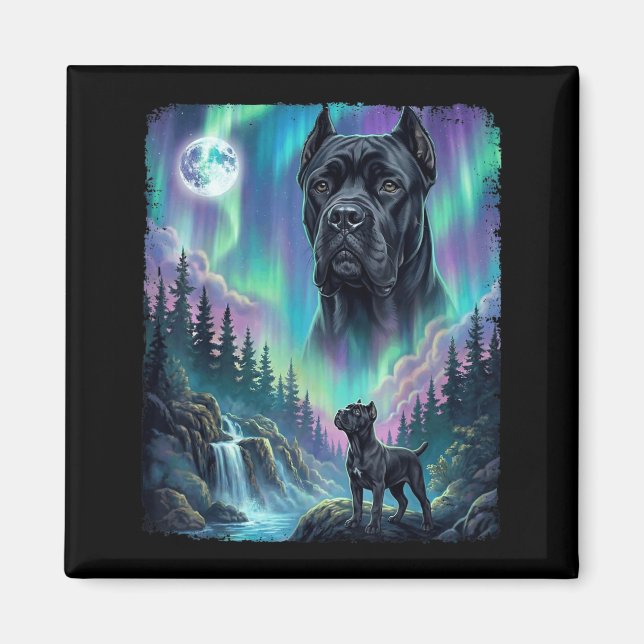 Cane Corso ylar Norrsken Aurora Italiensk Magnet (Framsidan)