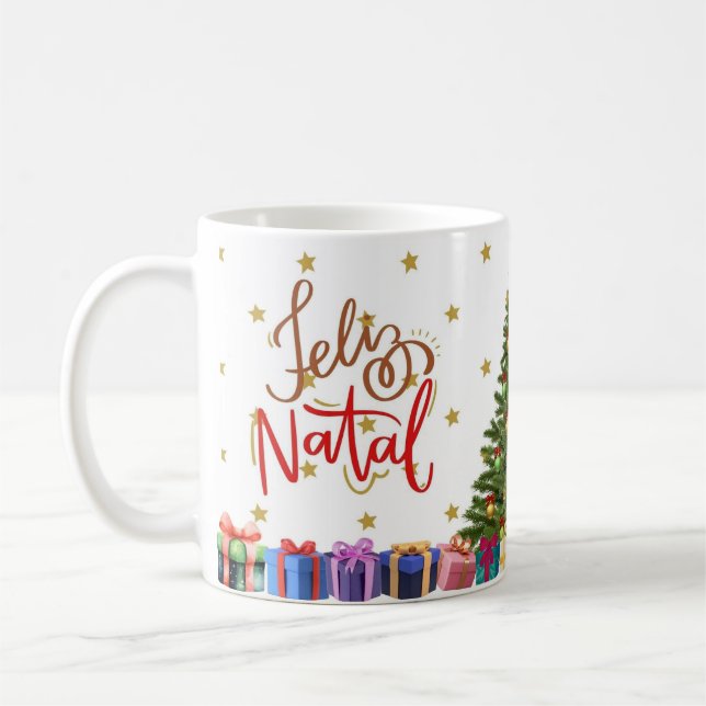 Caneca branca brilhante-Natal Kaffemugg (Vänster)