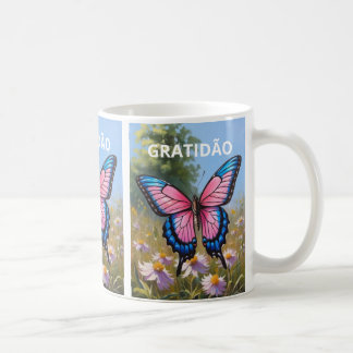 Caneca branca clássica Borboleta Kaffemugg