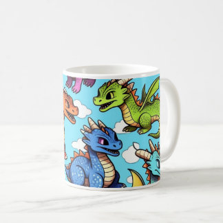 Caneca com desenho de vários dragões kaffemugg