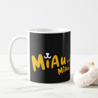 Caneca com Estampa de Gato - Preto e Amarelo Kaffemugg