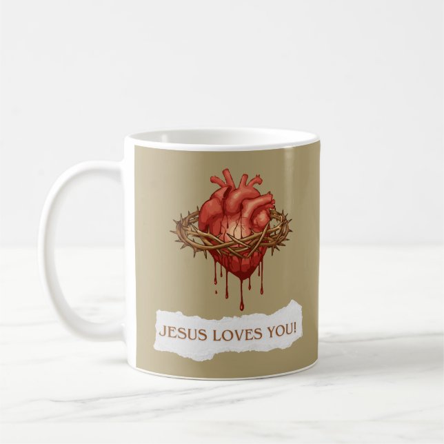 Caneca com Frase Motivacional "Jesus Ama Você" Kaffemugg (Vänster)
