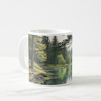 Caneca com ilustração de lago e floresta kaffemugg