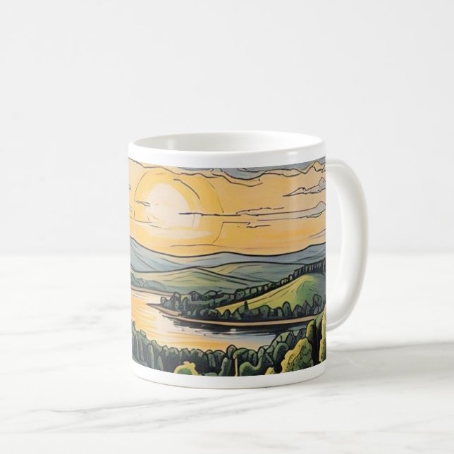 Caneca com ilustração do pôr do sol kaffemugg (Framsida höger)