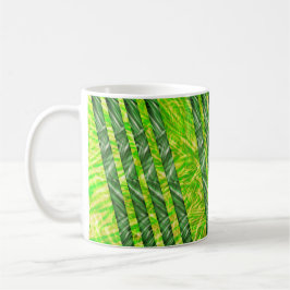 Caneca com riscos e faxas verdes, amarelo e oliva kaffemugg