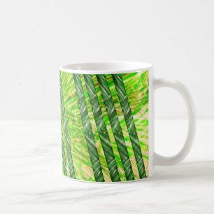 Caneca com riscos e faxas verdes, amarelo e oliva kaffemugg