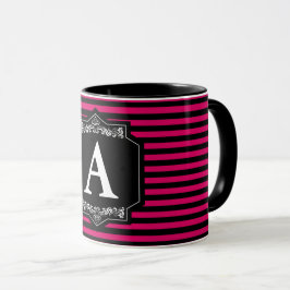 Caneca Combo 325 ml Listras Pink Monograma Mugg