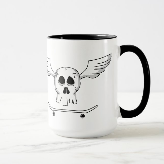 Caneca Cranio Skate - Skull Skateboard Mugg (Höger)