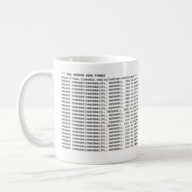 CANECA DE CAFÉ SQL SERVER DATUM FÖR MUGG (Vänster)