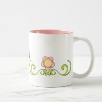 Caneca Floral 1 Två-Tonad Mugg