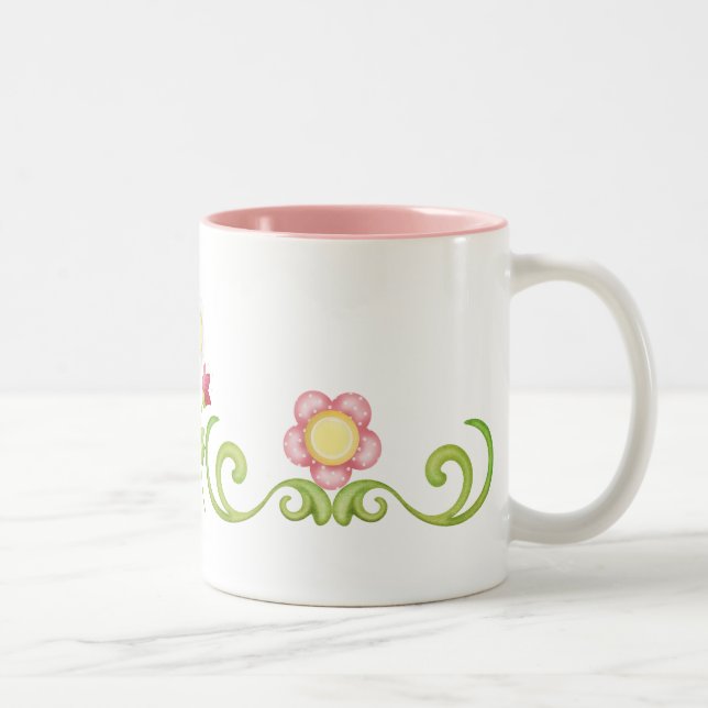Caneca Floral 1 Två-Tonad Mugg (Höger)