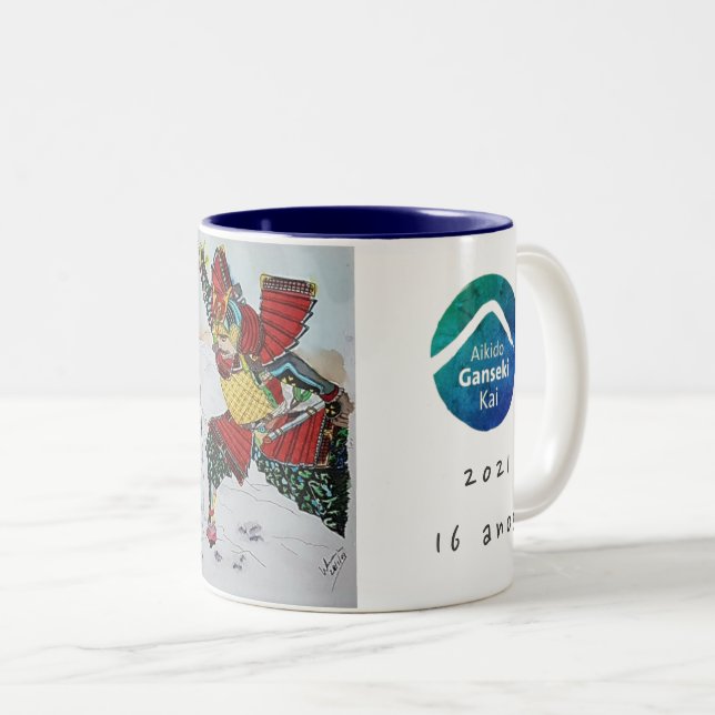 Caneca Ganseki Kai  Aikido  16 anos Två-Tonad Mugg (Framsida höger)