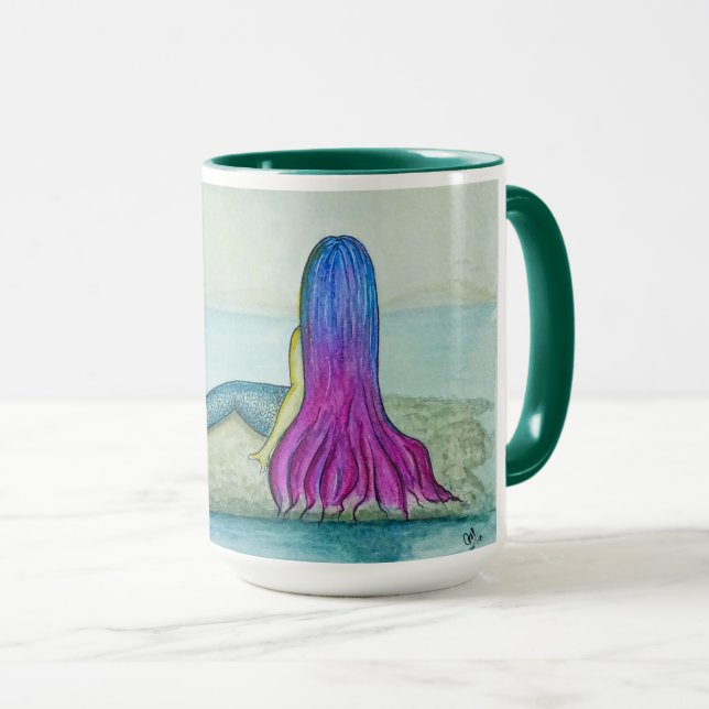 Caneca ilustração sereia pintada à mão mugg (Framsida höger)