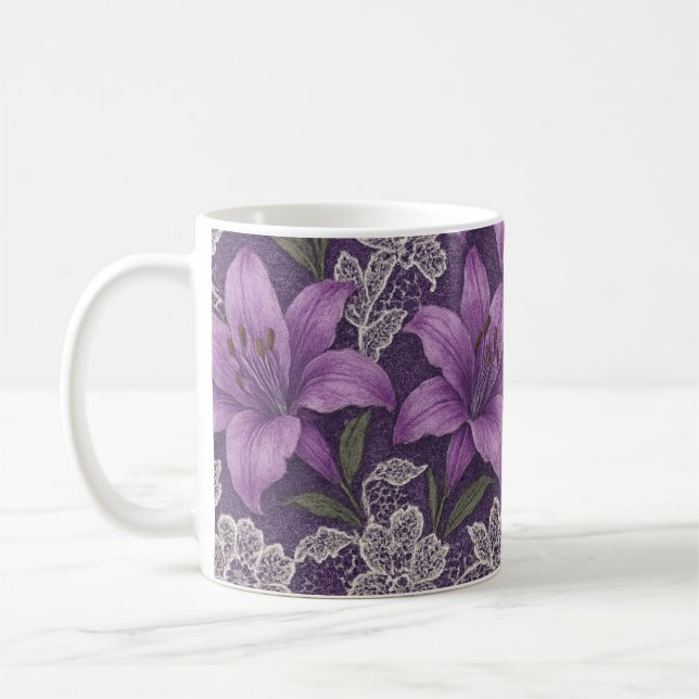 Caneca lírios e renda design  kaffemugg (Vänster)