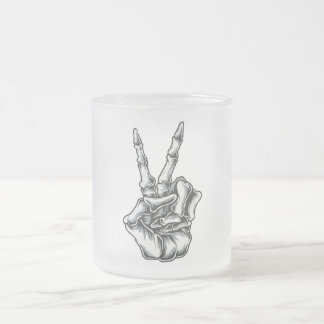Caneca Mão Caveira Paz e Amor Frostad Glasmugg