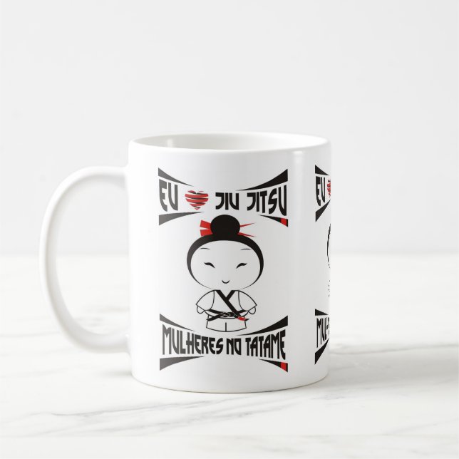 Caneca Mulheres no Tatame - Eu amo Jiu Jitsu Kaffemugg (Vänster)