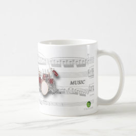 Caneca partitura e bateria kaffemugg