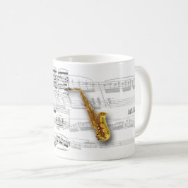 Caneca partitura e saxofone kaffemugg