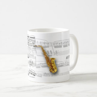 Caneca partitura e saxofone kaffemugg