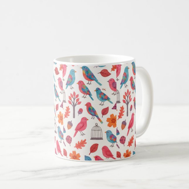 Caneca Pássaros e Flores DESING Kaffemugg (Framsida höger)