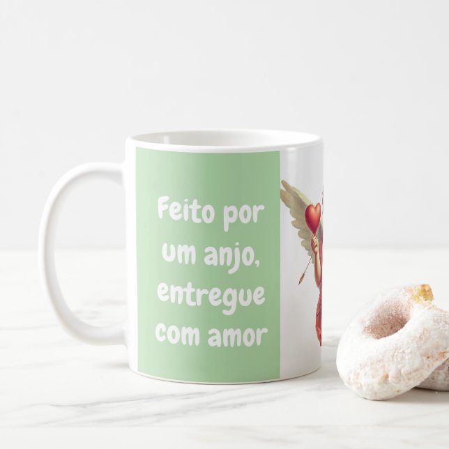 caneca personalizada anjo cupido com coração  kaffemugg (Med munk)