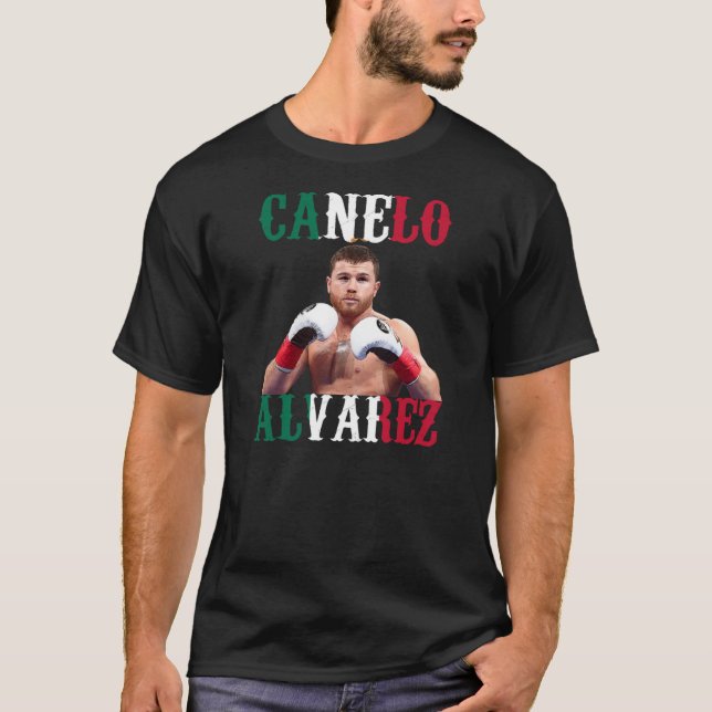 Canelo Alvarez Mexico Flagga T Shirt (Framsida)