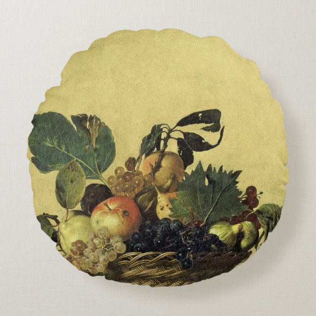 Canestra di frutta (Basket of Fruit) Caravaggio Rund Kudde (Framsidan)