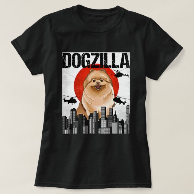 Canezilla Dogzilla japansk Pommern T Shirt (Design framsida)