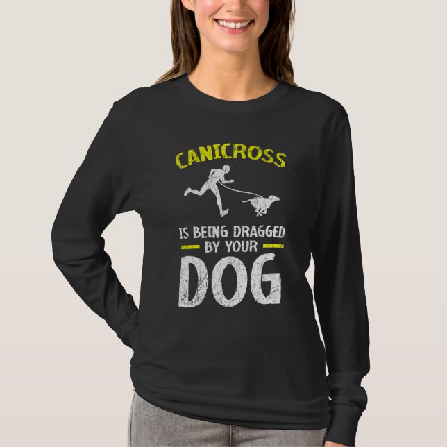 Canicross dras av din Hund för 5 000 varv T Shirt (Framsida)