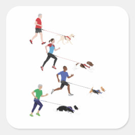 Canicross-kvartettens fästare fyrkantigt klistermärke