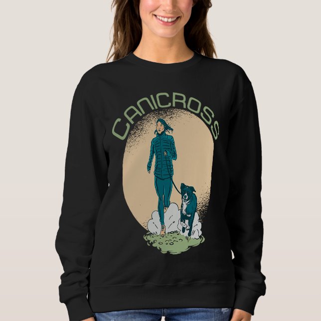 Canicross Run Running Dog Exercise Workout Sport T Shirt (Framsida)