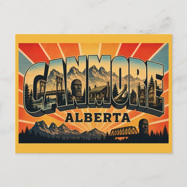 Canmore Alberta Bergstad Vykort (Framsida)