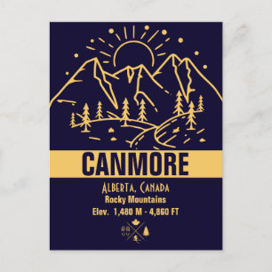 Canmore, Alberta Canada Minimalist Mountain Vykort