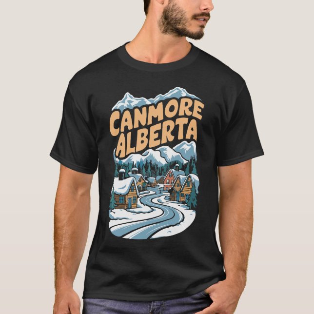 Canmore Alberta. Retro T Shirt (Framsida)