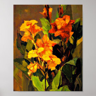 Canna Lilies, målning av blommigt av Franz Bischof Poster