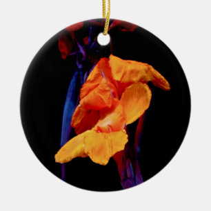 Canna Lilies on Black with Blue Julgransprydnad Keramik