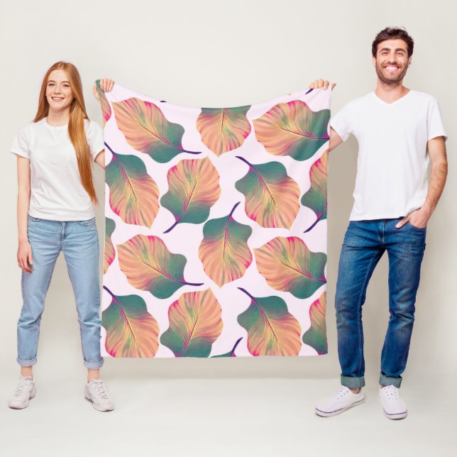 Canna Tropicanna Löv i Pastel Fleecefilt (På plats)