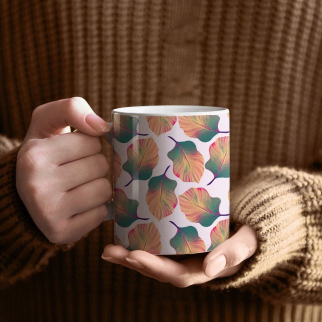 Canna Tropicanna Löv i Pastel Kaffemugg (Canna Tropicanna Tropical Leaves Patterned Mug)