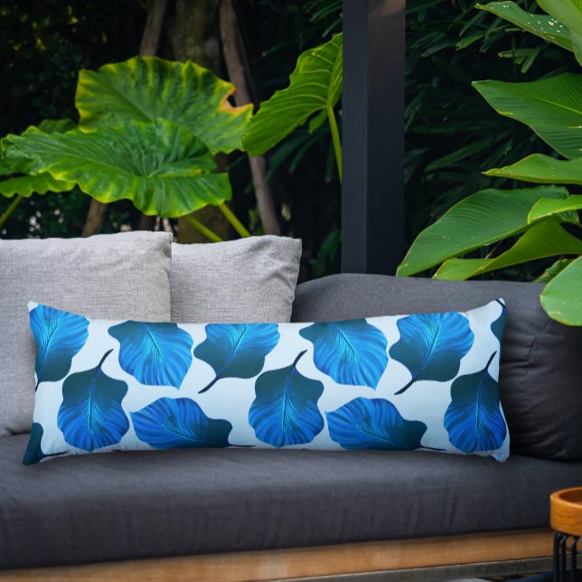 Canna Tropicanna Tropical Löv in Blue Kroppskudde (Blue Canna Tropicanna Pattern Body Pillow)