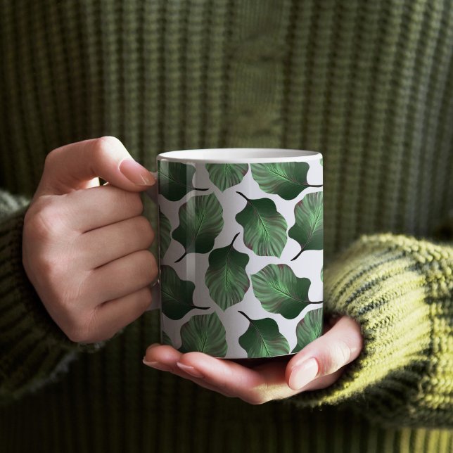 Canna Tropicanna Tropical Lövs, Grönt Kaffemugg (Canna Tropicana Leaves Pattern Mug)