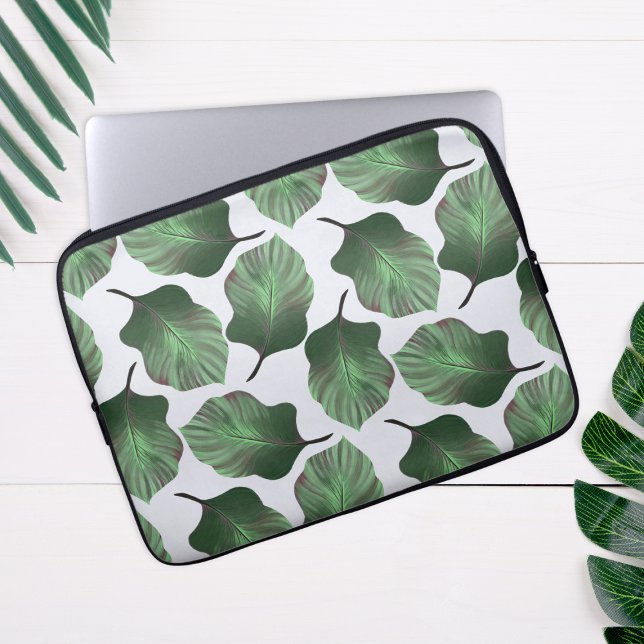 Canna Tropicanna Tropical Lövs, Grönt Laptop Fodral (Green tropical leaves pattern laptop sleeve)