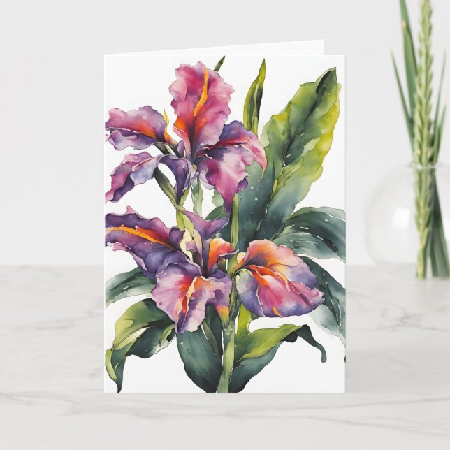 Canna - Watercolor flowers Kort (Framsida)